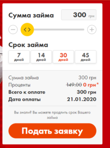 Кредитные суммы на Dinero.ua