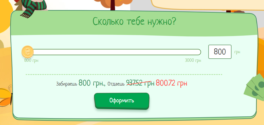 Кредитные суммы на Cashinsky.ua