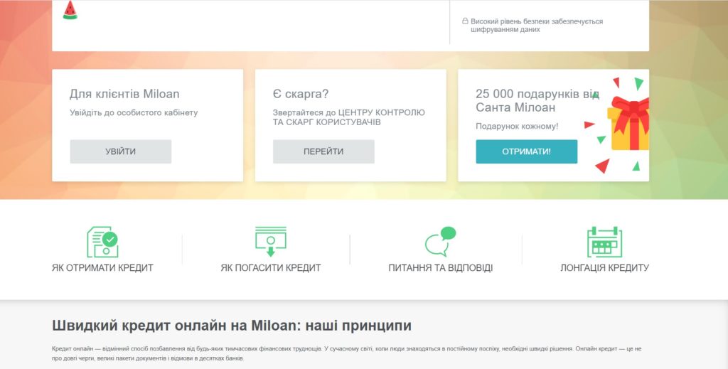 Главная сайта Miloan.ua
