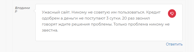 Негативные отзывы о mycredit.ua