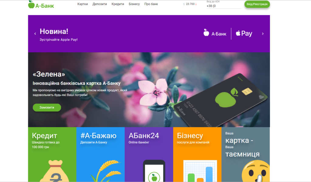 Главная сайта A-Bank.com.ua