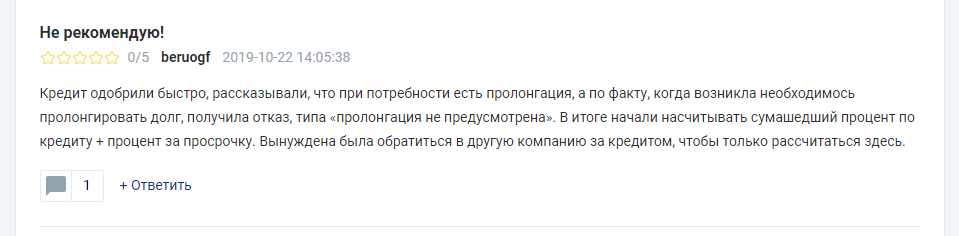 Негативный отзыв о Creditkasa.com.ua